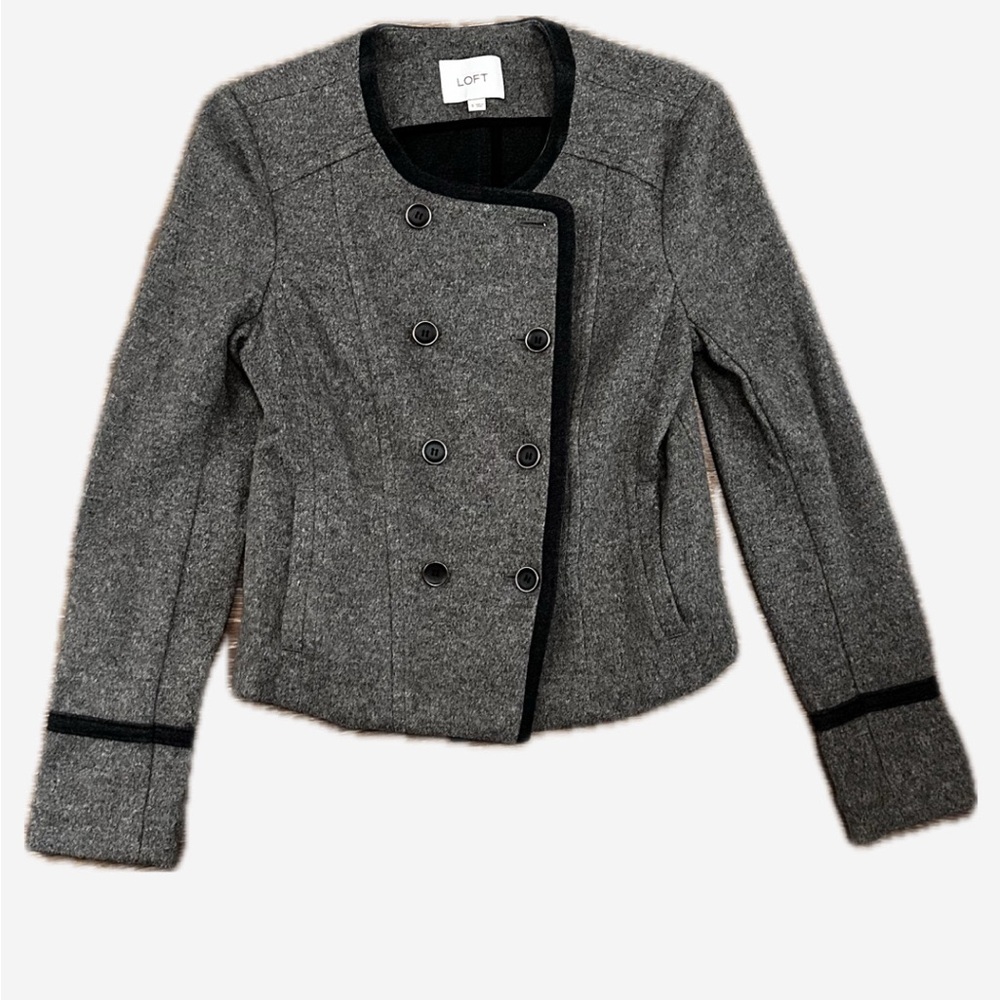 LOFT Women's Charcoal Double-Breasted Blazer